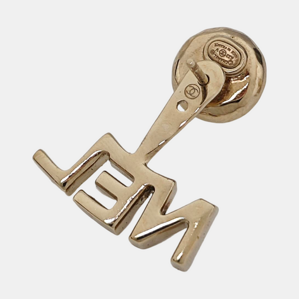 CC Logo Faux Pearl Gold Earrings