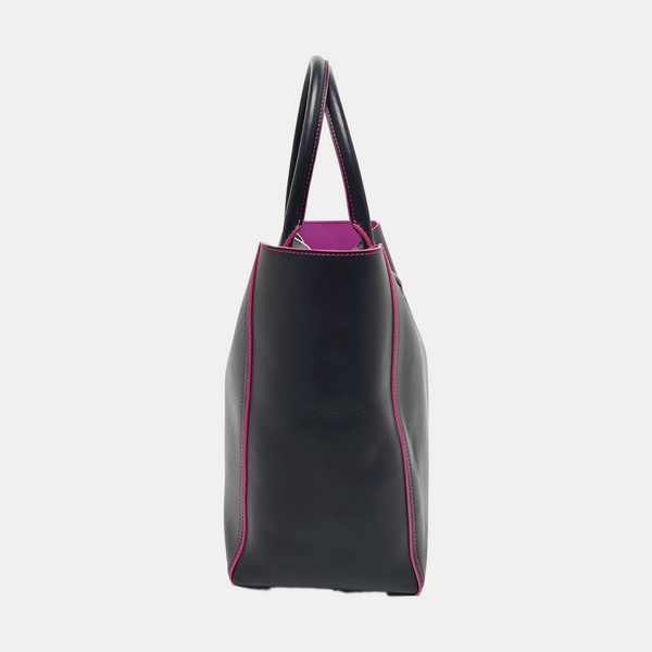 Leather Tote Bag Blue