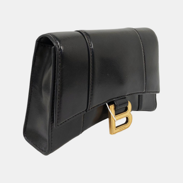 Hourglass Wallet On Chain Mini Calfskin Black