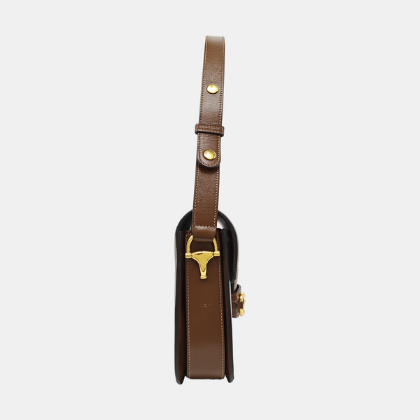 Horsebit 1955 Medium Monogram Coated Canvas Beige
