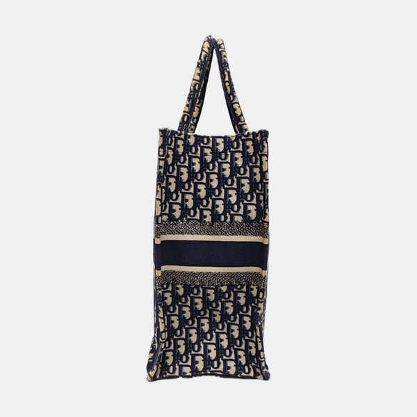 Book Tote Large Oblique Canvas Beige
