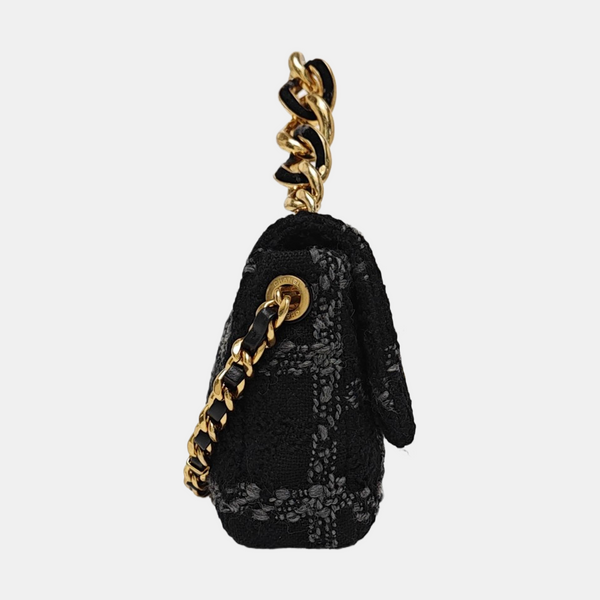CHANEL 19 Small Quilted Wool Black