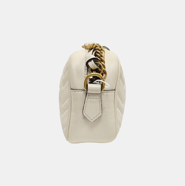 Authenticated pre-owned GG Marmont Mini Quilted Calfskin White - Crossbody Bag at Looply