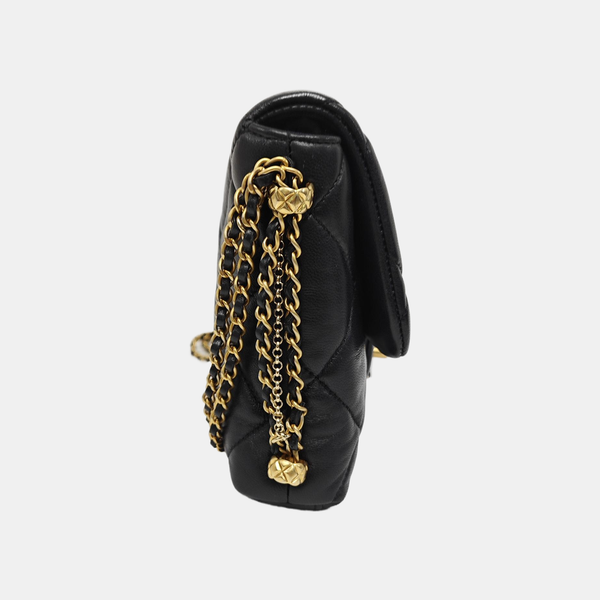 Quilted Lambskin Shoulder Bag Black