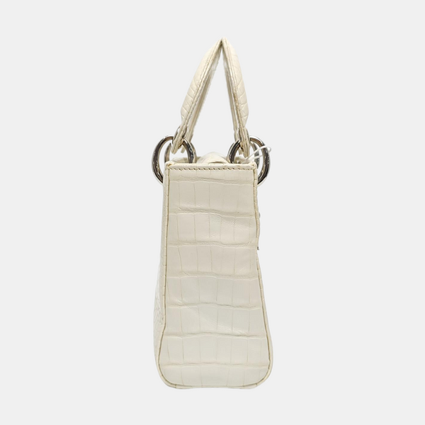 Lady Dior Mini Crocodile White