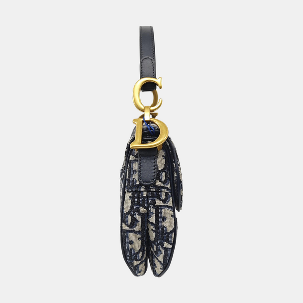 Saddle Mini Oblique Canvas Blue