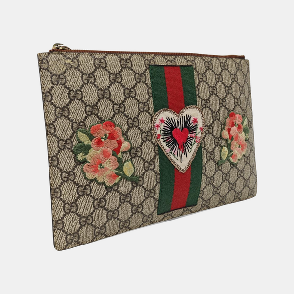 Monogram Coated Canvas Clutch Beige