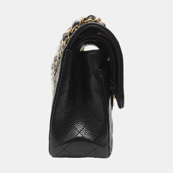 CLASSIC FLAP Small Quilted Grained Calfskin Black