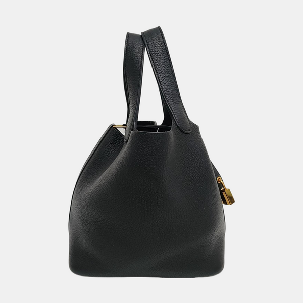 Authenticated pre-owned Picotin Lock Clemence Black - Bucket Bag at Looply
