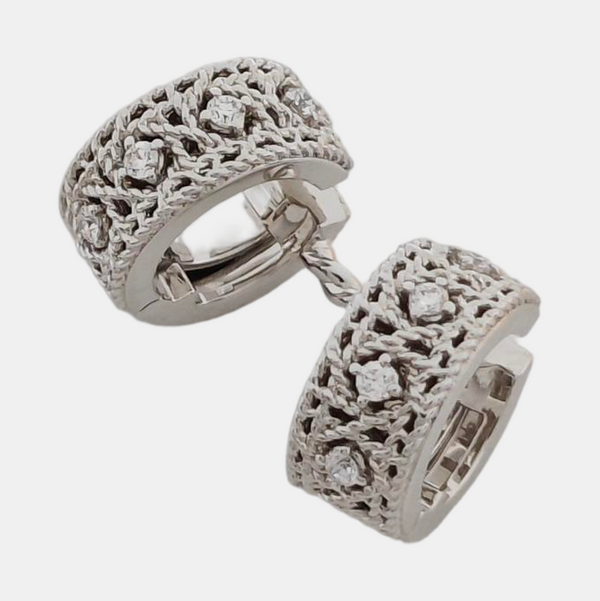 18k White Gold Silver Clip On Earrings