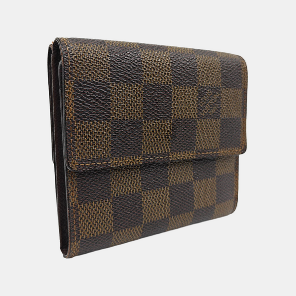 ELISE Damier Ebene Coated Canvas Brown Wallet