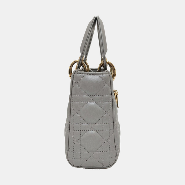Lady Dior Mini Cannage Lambskin Gray