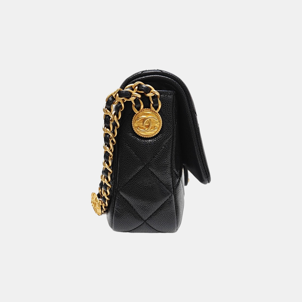 CLASSIC FLAP Mini Quilted Grained Calfskin Black