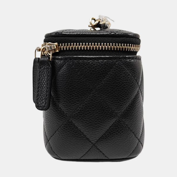 VANITY CASE Mini Quilted Grained Calfskin Black