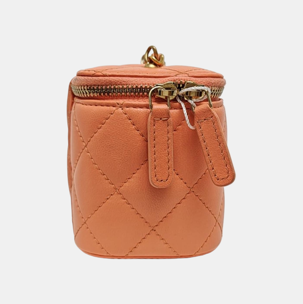 VANITY CASE Small Quilted Lambskin Pink