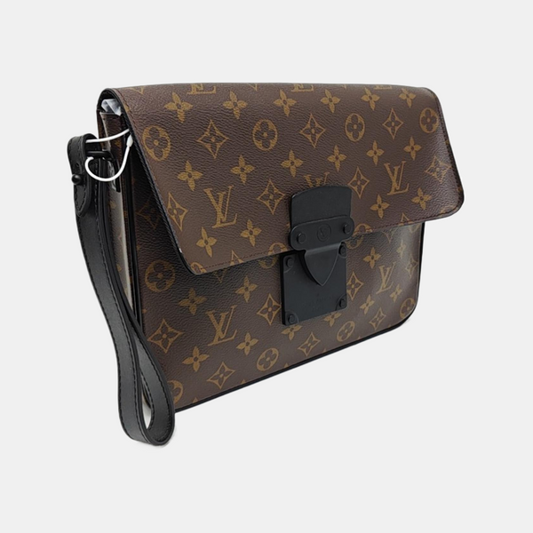 S LOCK Monogram Coated Canvas Brown