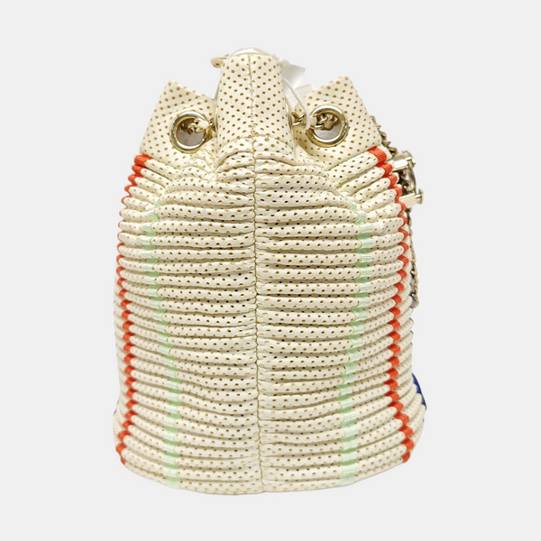 Quilted Lambskin Bucket Bag Beige
