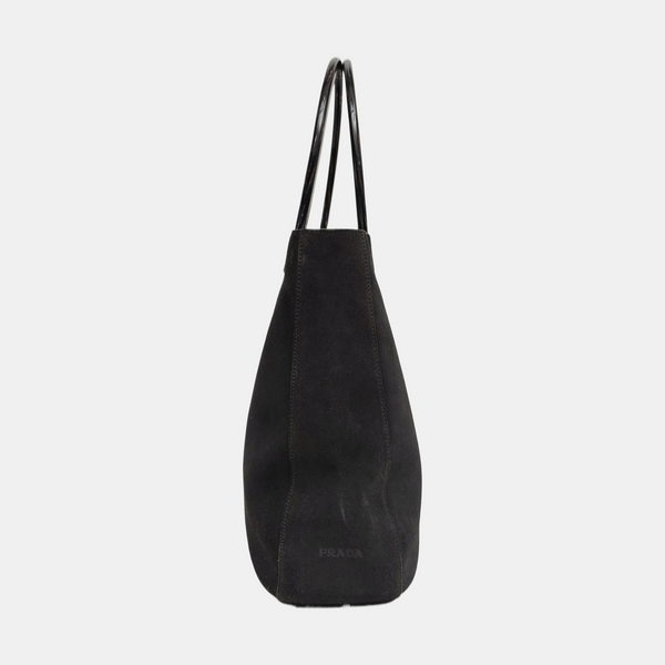 Suede Top Handle Bag Gray