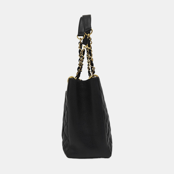 CHANEL GST Large Quilted Grained Calfskin Black