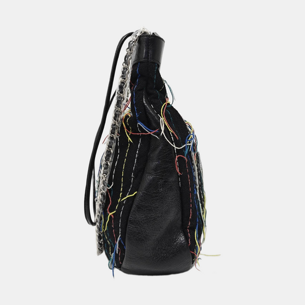 Quilted Fabric Shoulder Bag Black