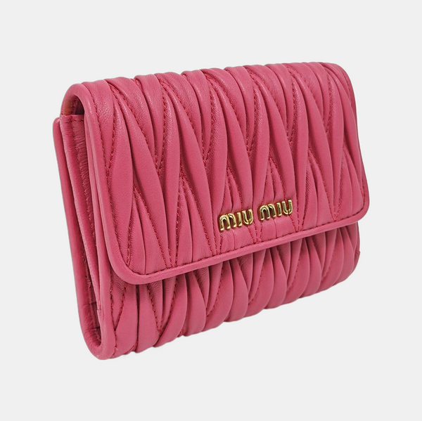 Matelassé Quilted Lambskin Red Card Holder