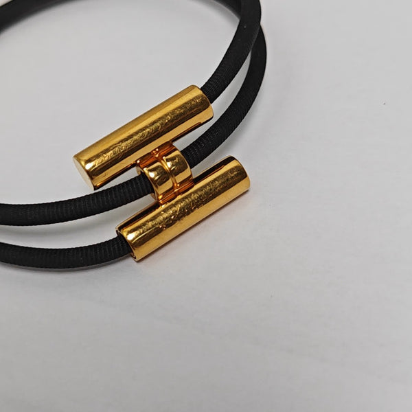 Tournis Tresse Leather Black Bangle