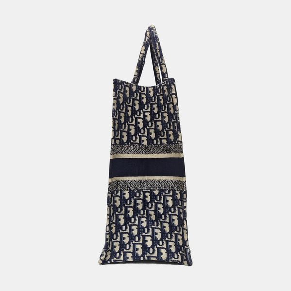 Book Tote Large Oblique Canvas Blue