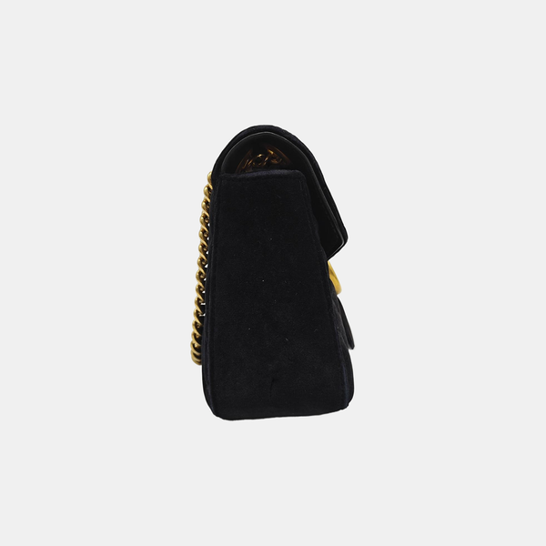GG Marmont Medium Quilted Velvet Black