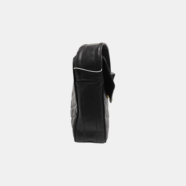 VINTAGE FRONT POCKET CAMERA BAG Quilted Grained Calfskin Black