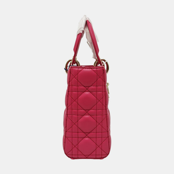 Lady Dior Pequeño Piel de Cordero Acolchada Rojo
