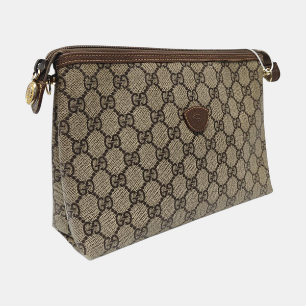 Monogram Coated Canvas Clutch Beige