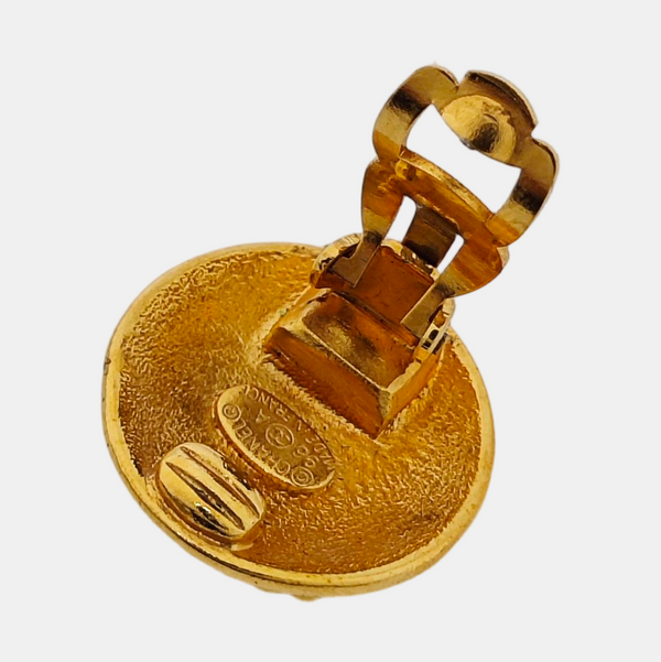 Vintage Metal Gold Clip On Earrings