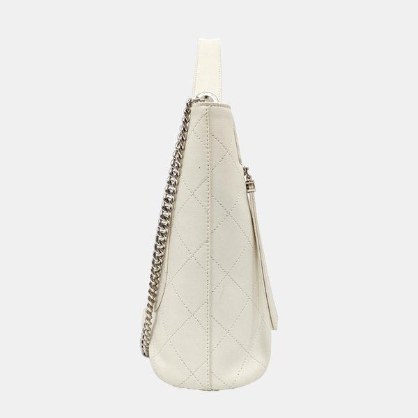 Quilted Calfskin Shoulder Bag White
