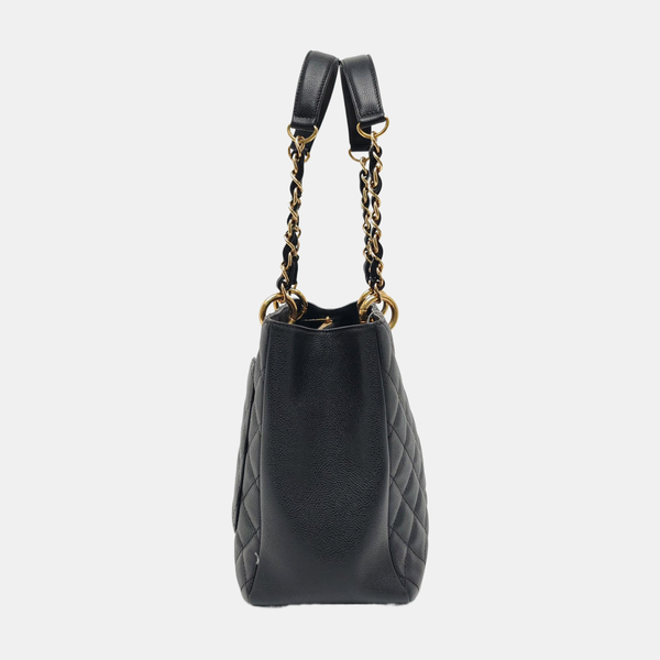 CHANEL GST Large Quilted Grained Calfskin Black