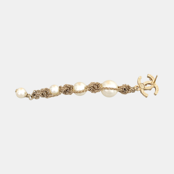 CC Logo Metal Gold Stud Earrings