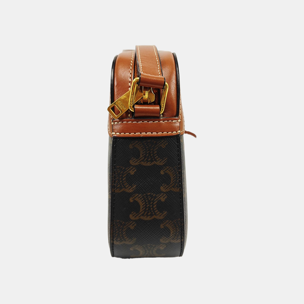 Authenticated pre-owned TRIOMPHE CANVAS Small Coated Canvas Brown - Crossbody Bag at Looply