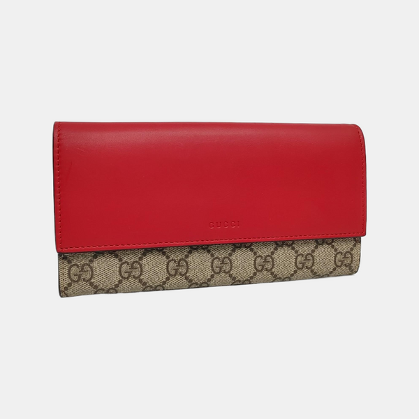 GG Supreme Monogram Calfskin Red Wallet