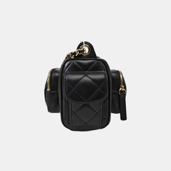 Quilted Lambskin Shoulder Bag Black