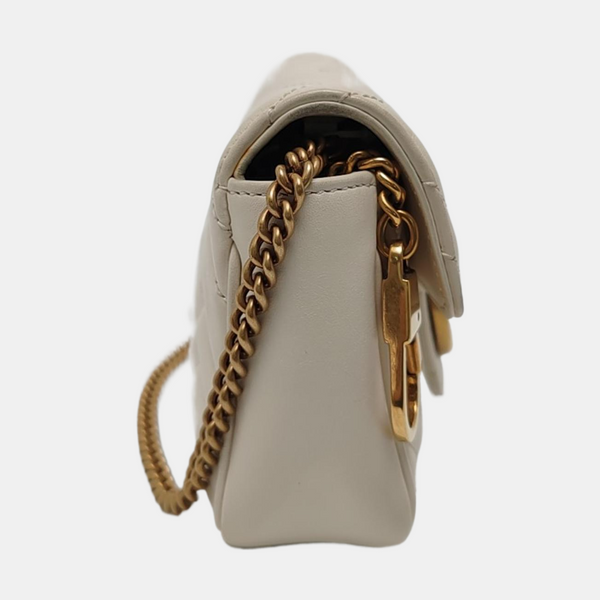 GG Marmont Mini Quilted Calfskin White