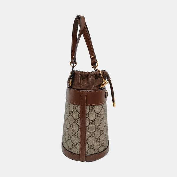 Authenticated pre-owned Horsebit 1955 Small Coated Canvas Beige - Bucket Bag at Looply