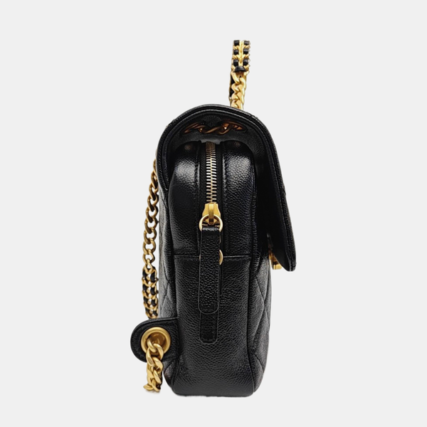 Quilted Grained Calfskin Backpack Black