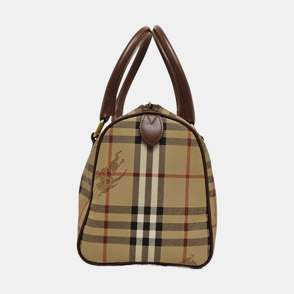 Coated Canvas Top Handle Bag Beige