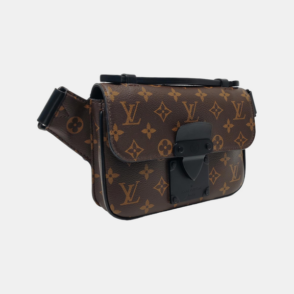 S LOCK Monogram Coated Canvas Brown
