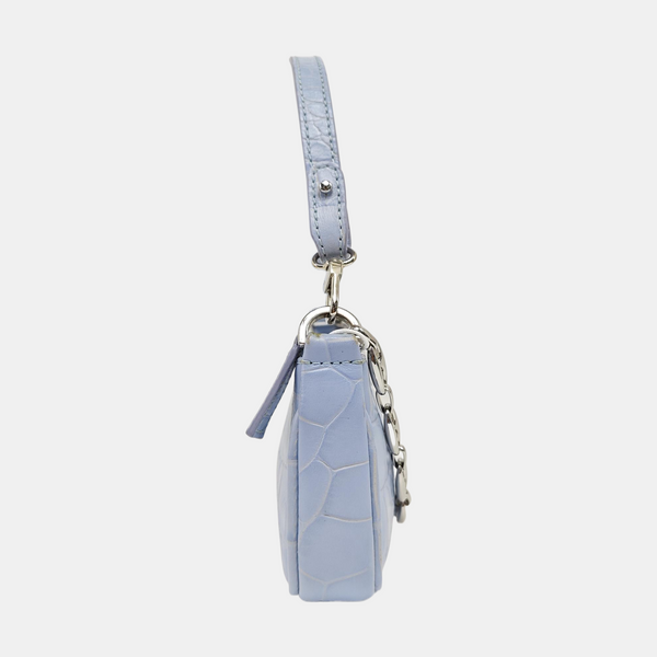 Leather Top Handle Bag Blue