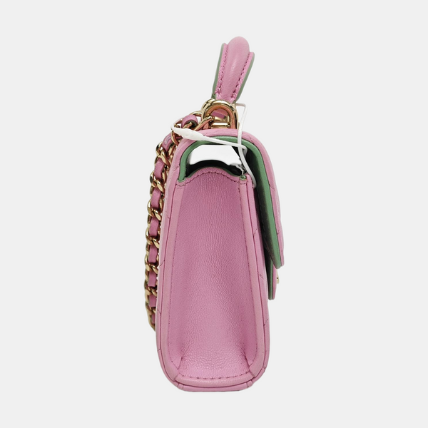 Quilted Lambskin Shoulder Bag Pink