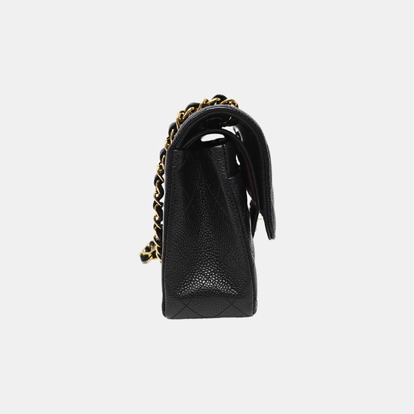 CLASSIC FLAP Small Quilted Grained Calfskin Black