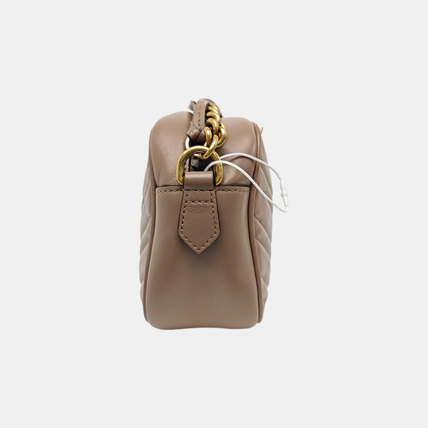 GG Marmont Small Quilted Calfskin Beige