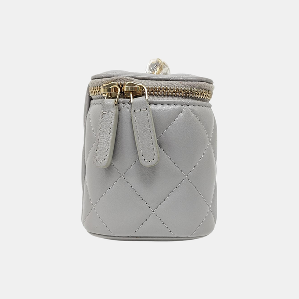 VANITY CASE Mini Quilted Lambskin Gray