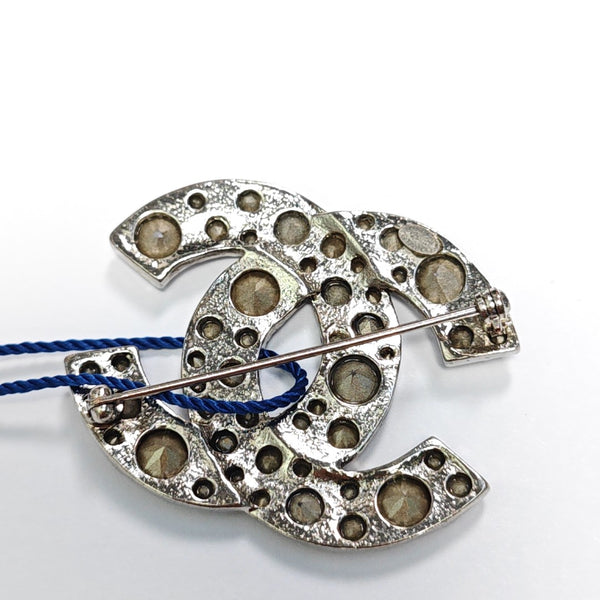 CC Logo Metal Silver Brooch