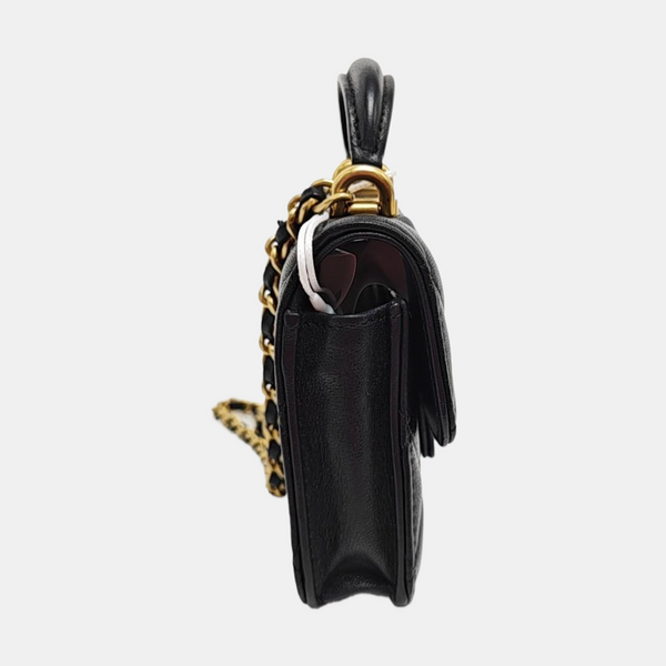 Quilted Lambskin Shoulder Bag Black